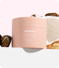 Load image into Gallery viewer, Glowlixir super hydrating mask with hydrating ingredients in background